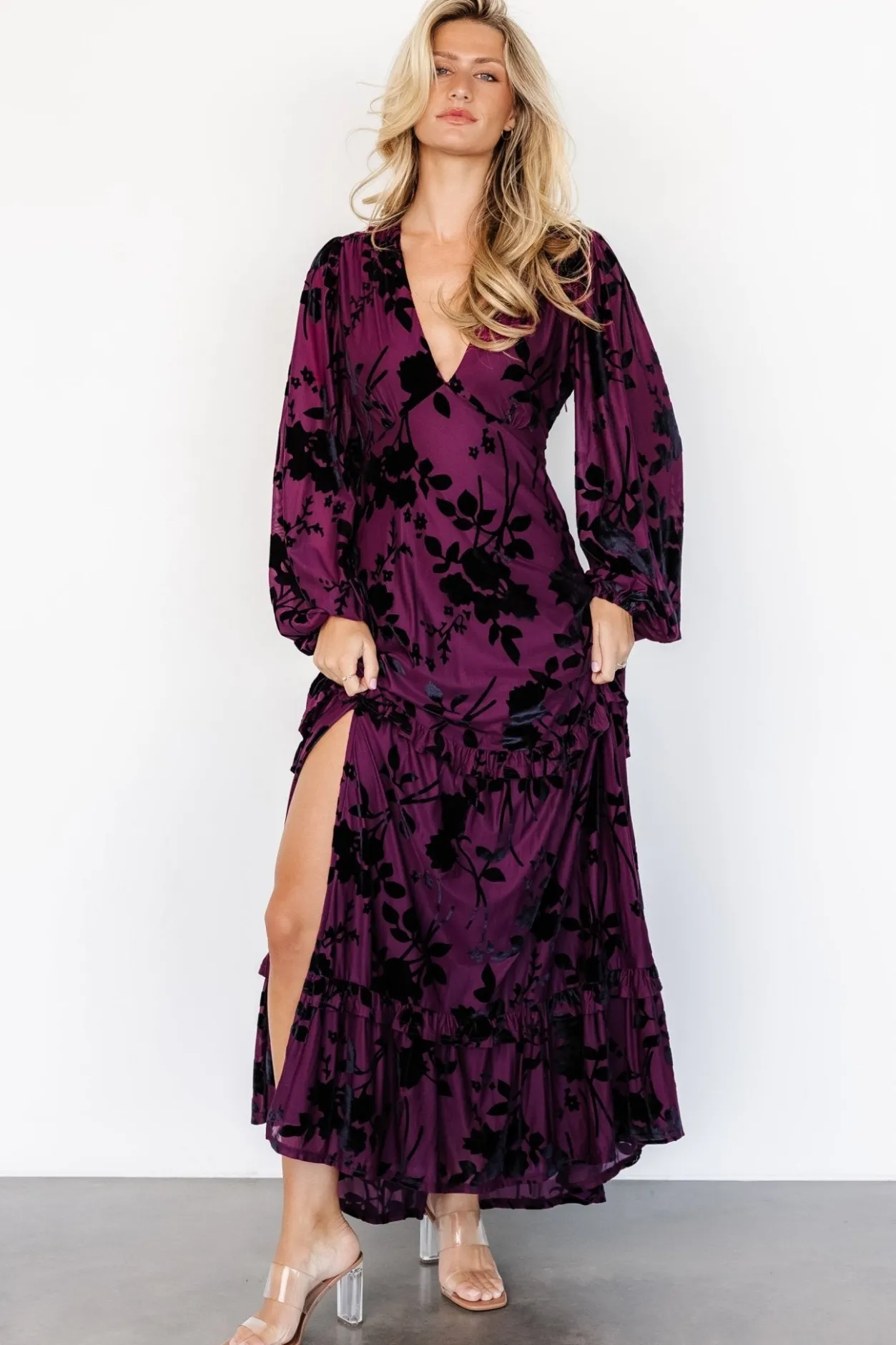Fashion Baltic Born Liana Velvet Embossed Maxi Dress | Mulberry
