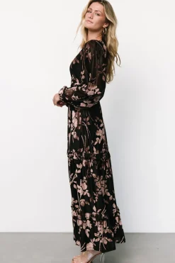 Outlet Baltic Born Liana Velvet Embossed Maxi Dress | Black