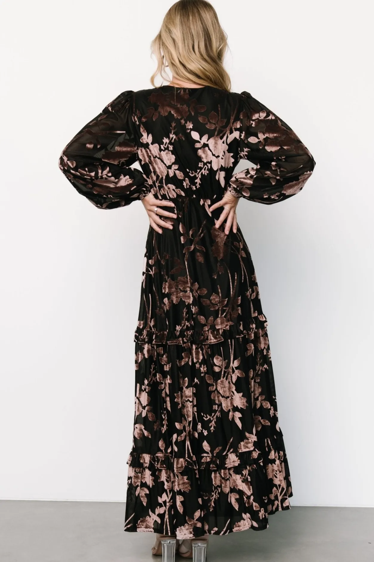 Outlet Baltic Born Liana Velvet Embossed Maxi Dress | Black