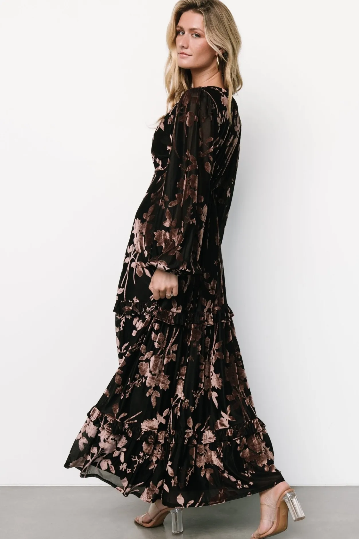 Outlet Baltic Born Liana Velvet Embossed Maxi Dress | Black