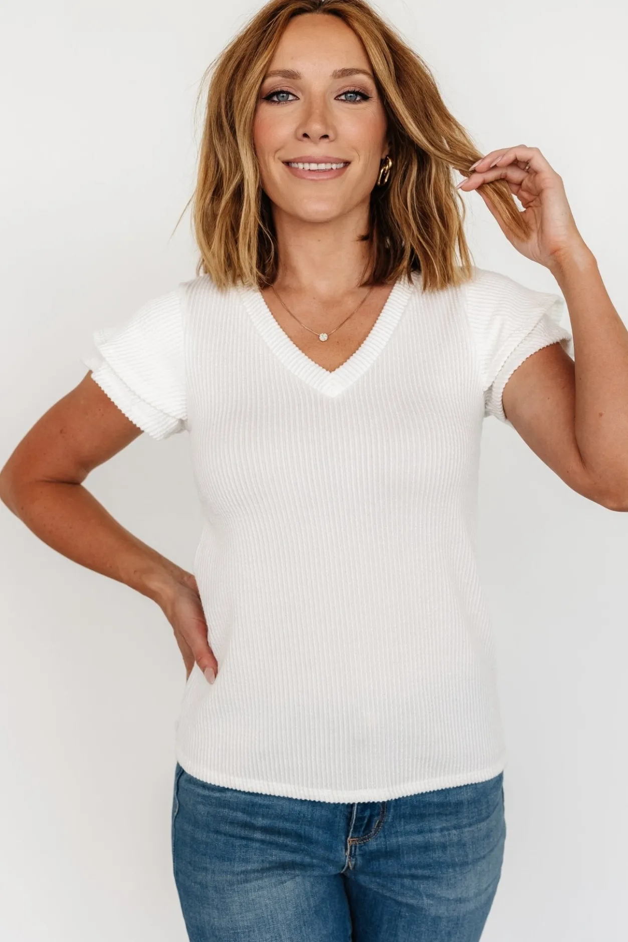 Clearance Baltic Born Lianna Ribbed Top | Off White OffWhite
