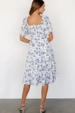 Sale Baltic Born Lilla Tiered Midi Dress | Off-White + Blue Floral Off-White+BlueFloral