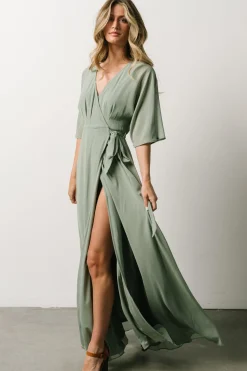 Discount Baltic Born Lilly Wrap Maxi Dress | Dusty Sage DustySage