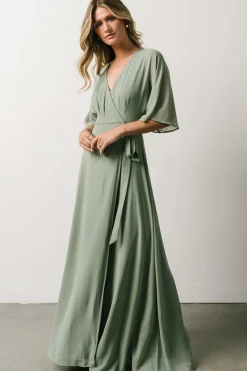 Discount Baltic Born Lilly Wrap Maxi Dress | Dusty Sage DustySage