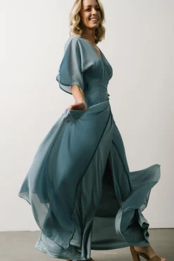 Sale Baltic Born Lilly Wrap Maxi Dress | Dusty Blue DustyBlue