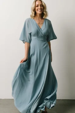 Sale Baltic Born Lilly Wrap Maxi Dress | Dusty Blue DustyBlue