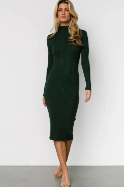 Discount Baltic Born Lindsey Mock Neck Midi Dress | Hunter Green HunterGreen