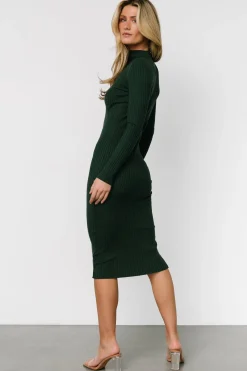 Discount Baltic Born Lindsey Mock Neck Midi Dress | Hunter Green HunterGreen
