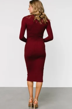 Discount Baltic Born Lindsey Mock Neck Midi Dress | Burgundy
