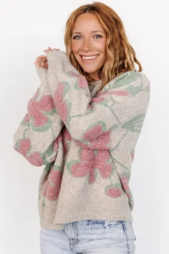 Outlet Baltic Born Lisbeth Flower Sweater | Green + Pink Green+Pink