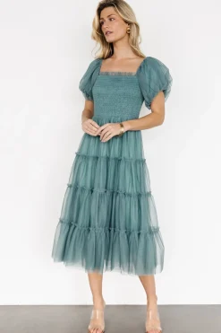 New Baltic Born Liv Tulle Midi Dress | Eucalyptus