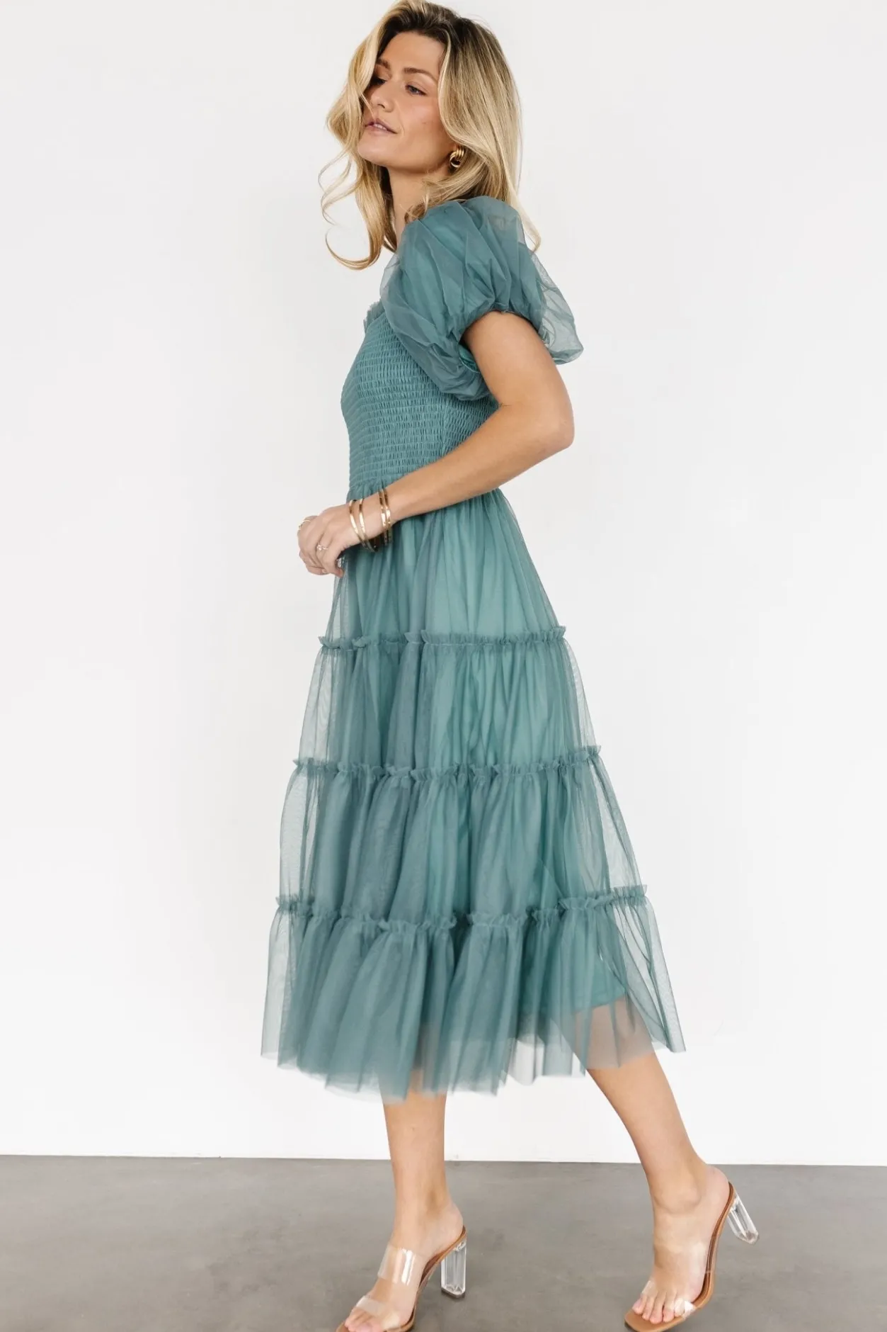 New Baltic Born Liv Tulle Midi Dress | Eucalyptus