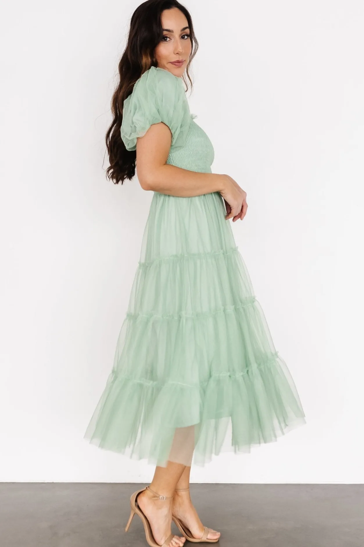 Sale Baltic Born Liv Tulle Midi Dress | Light Green LightGreen