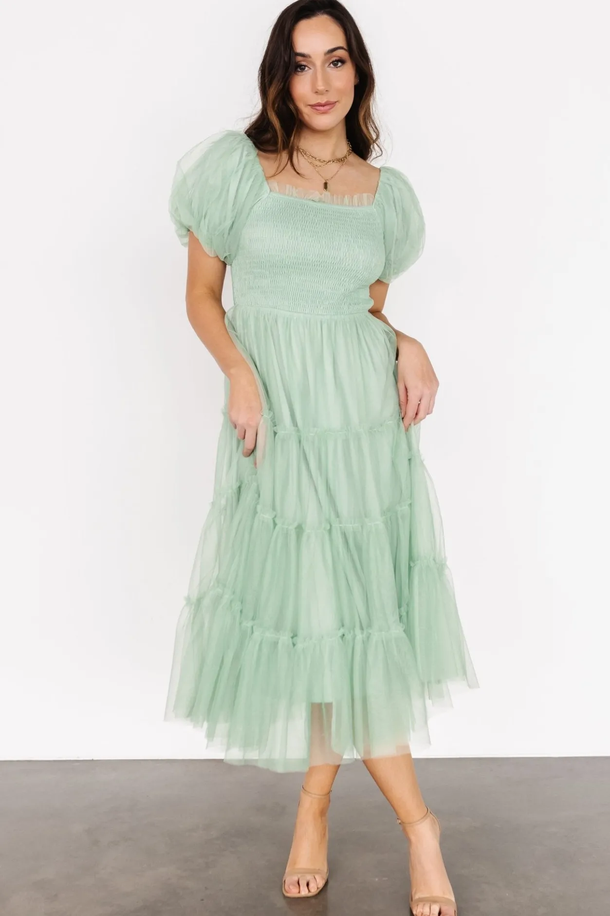Sale Baltic Born Liv Tulle Midi Dress | Light Green LightGreen