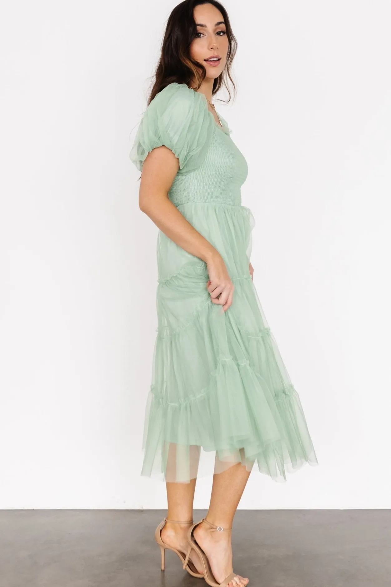 Sale Baltic Born Liv Tulle Midi Dress | Light Green LightGreen
