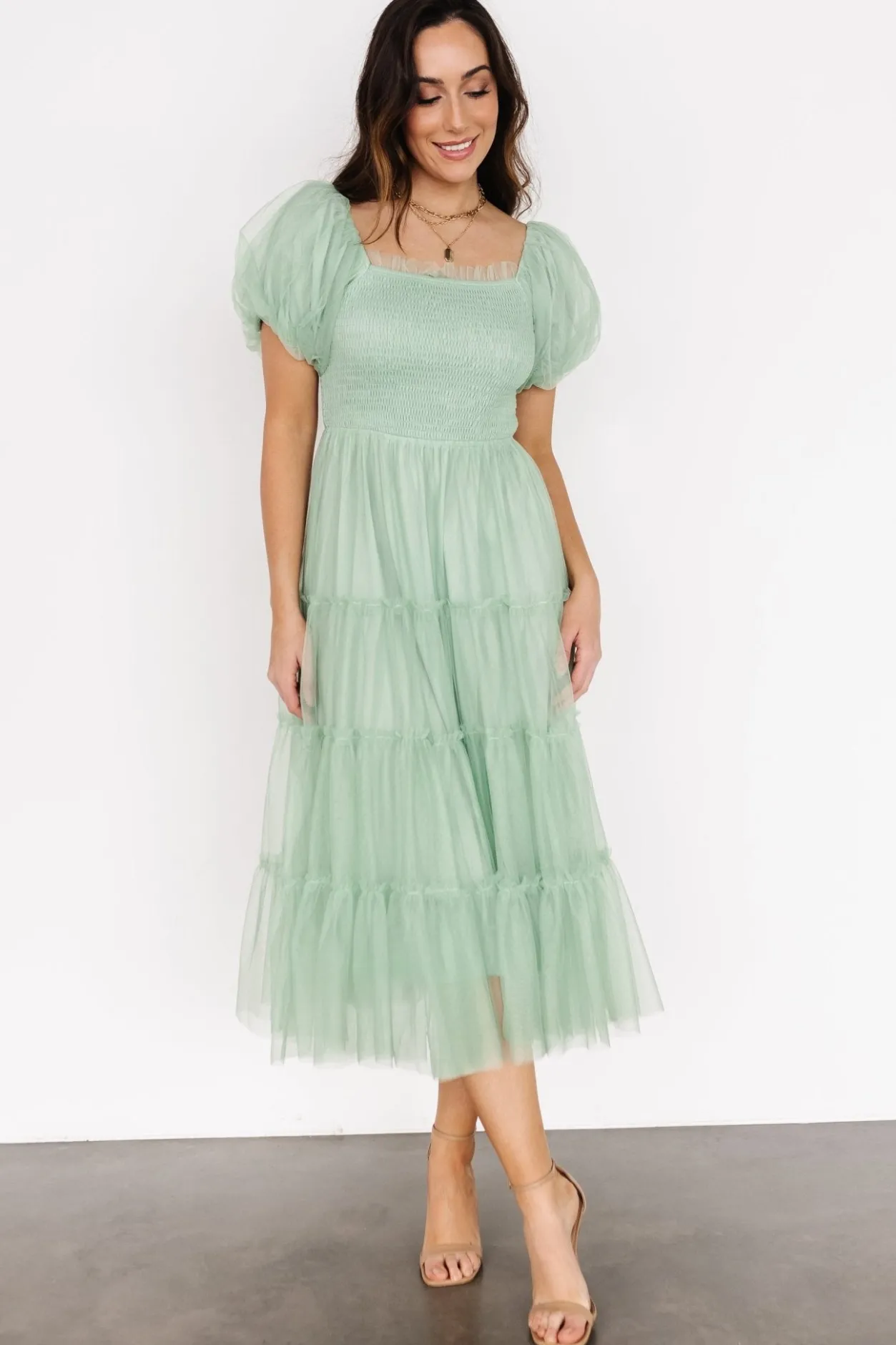 Sale Baltic Born Liv Tulle Midi Dress | Light Green LightGreen