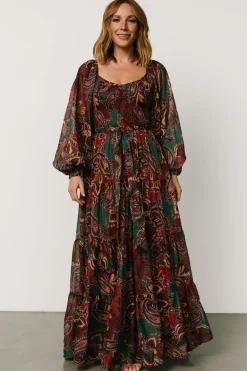 Clearance Baltic Born Livia Maxi Dress | Dark Green + Wine Multi DarkGreen+WineMulti