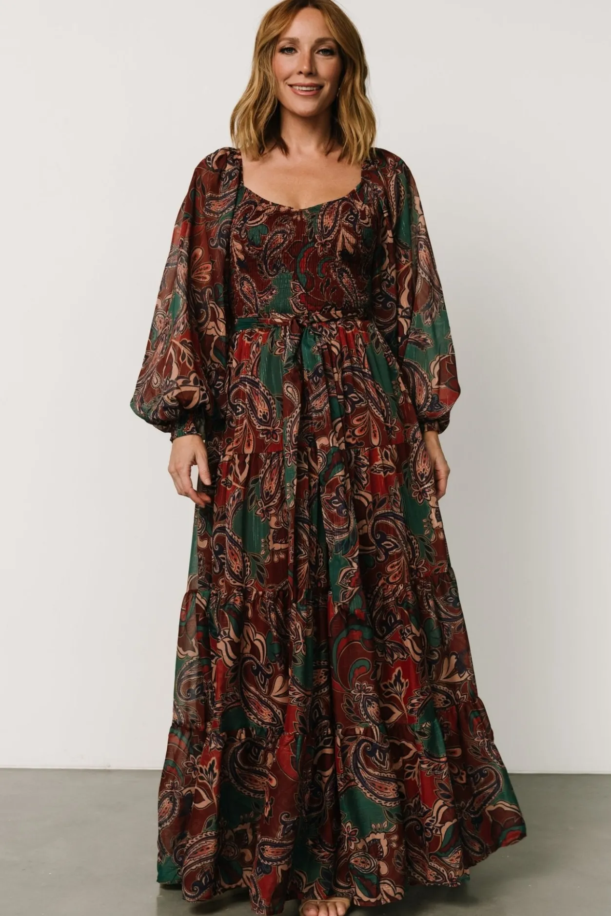Clearance Baltic Born Livia Maxi Dress | Dark Green + Wine Multi DarkGreen+WineMulti