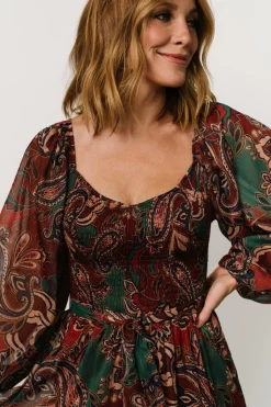 Clearance Baltic Born Livia Maxi Dress | Dark Green + Wine Multi DarkGreen+WineMulti