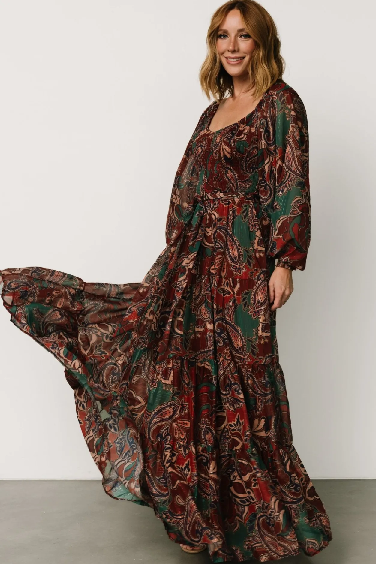 Clearance Baltic Born Livia Maxi Dress | Dark Green + Wine Multi DarkGreen+WineMulti