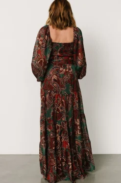 Clearance Baltic Born Livia Maxi Dress | Dark Green + Wine Multi DarkGreen+WineMulti