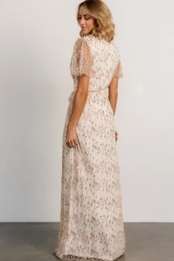New Baltic Born Liza Sequin Wrap Maxi Dress | Rose Gold RoseGold