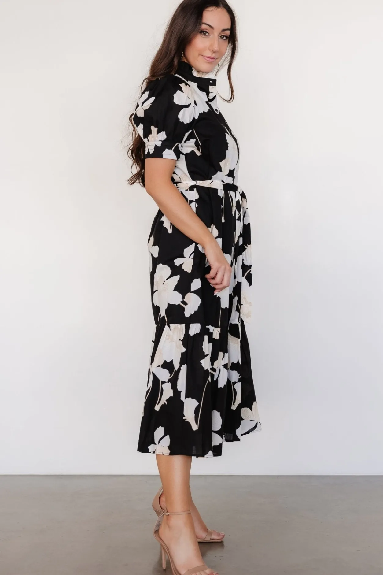 Fashion Baltic Born Loewe Button Dress | Black + Off White Floral Black+OffWhiteFloral