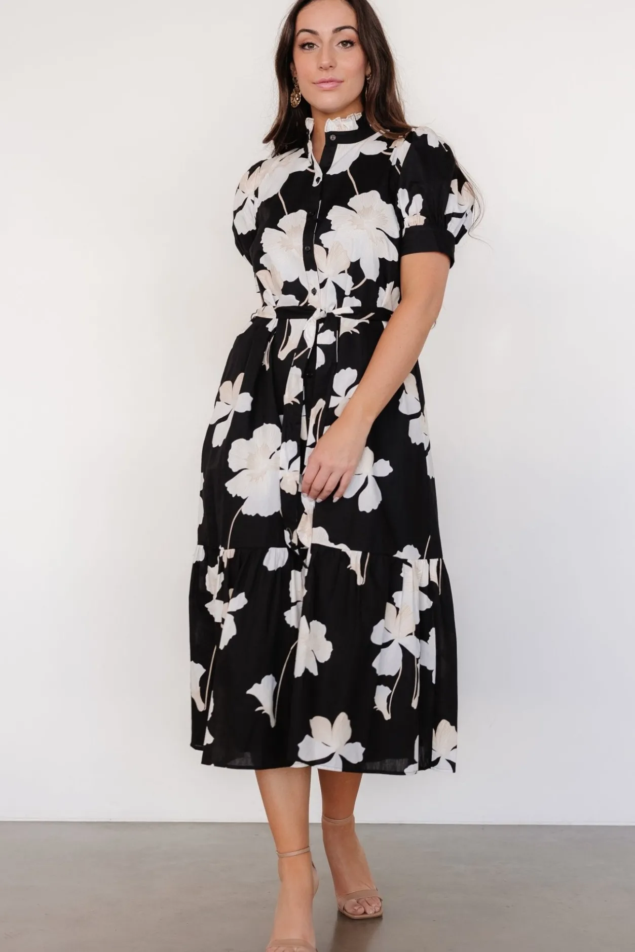 Fashion Baltic Born Loewe Button Dress | Black + Off White Floral Black+OffWhiteFloral