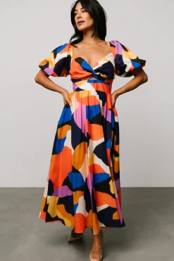 Hot Baltic Born Lola Midi Dress | Rust + Navy Multi Rust+NavyMulti