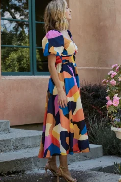 Hot Baltic Born Lola Midi Dress | Rust + Navy Multi Rust+NavyMulti