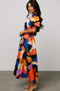 Hot Baltic Born Lola Midi Dress | Rust + Navy Multi Rust+NavyMulti