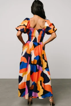 Hot Baltic Born Lola Midi Dress | Rust + Navy Multi Rust+NavyMulti