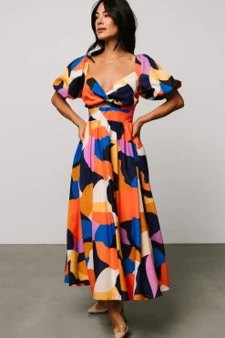 Hot Baltic Born Lola Midi Dress | Rust + Navy Multi Rust+NavyMulti