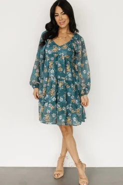 Outlet Baltic Born Lombard Tiered Dress | Blue + Gold Blue+Gold