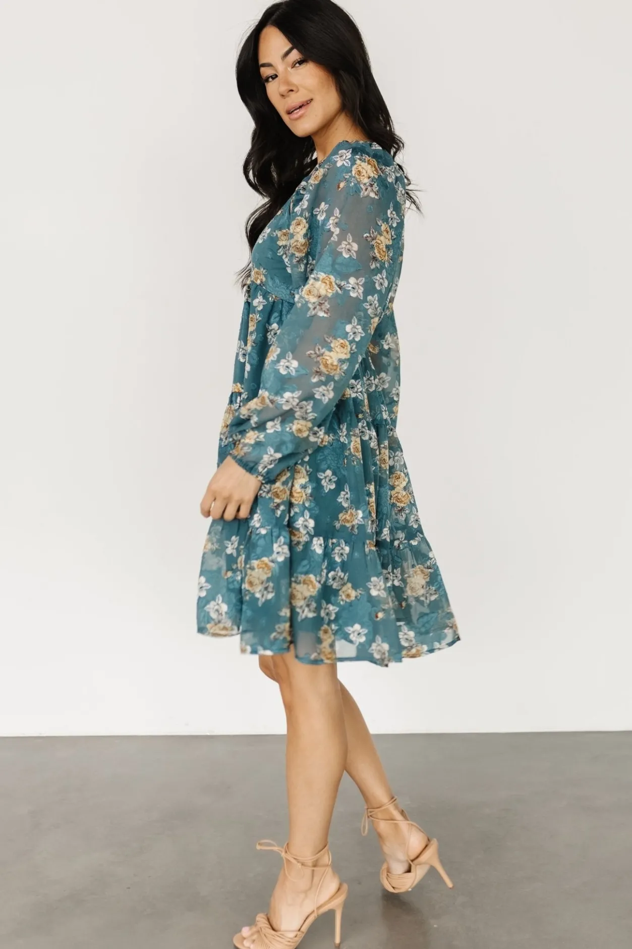 Outlet Baltic Born Lombard Tiered Dress | Blue + Gold Blue+Gold