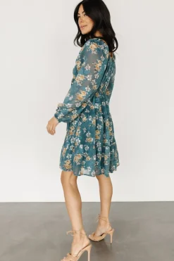 Outlet Baltic Born Lombard Tiered Dress | Blue + Gold Blue+Gold