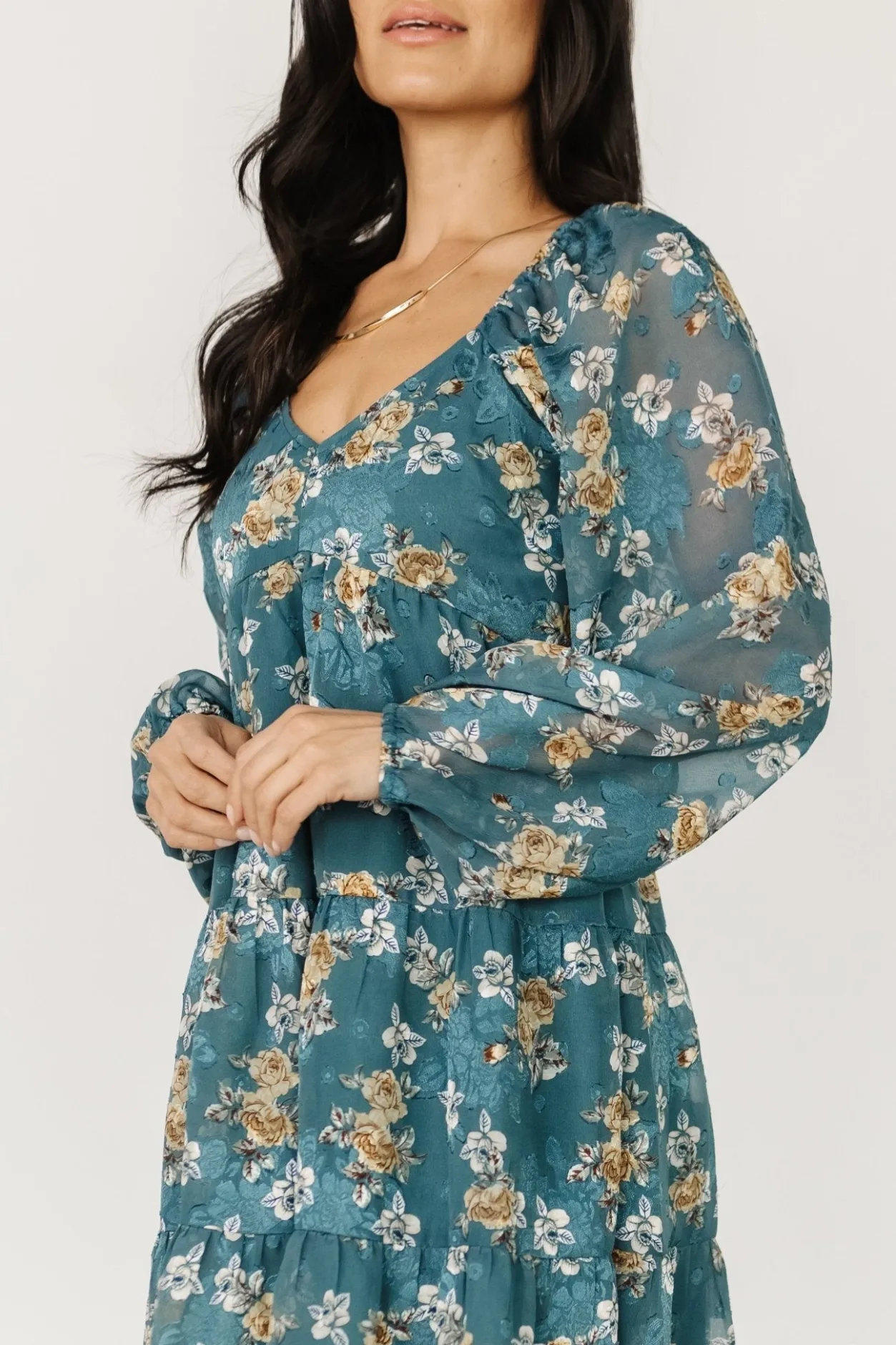 Outlet Baltic Born Lombard Tiered Dress | Blue + Gold Blue+Gold