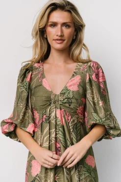Clearance Baltic Born Lonna Dress | Olive + Fuschia Floral Olive+FuschiaFloral