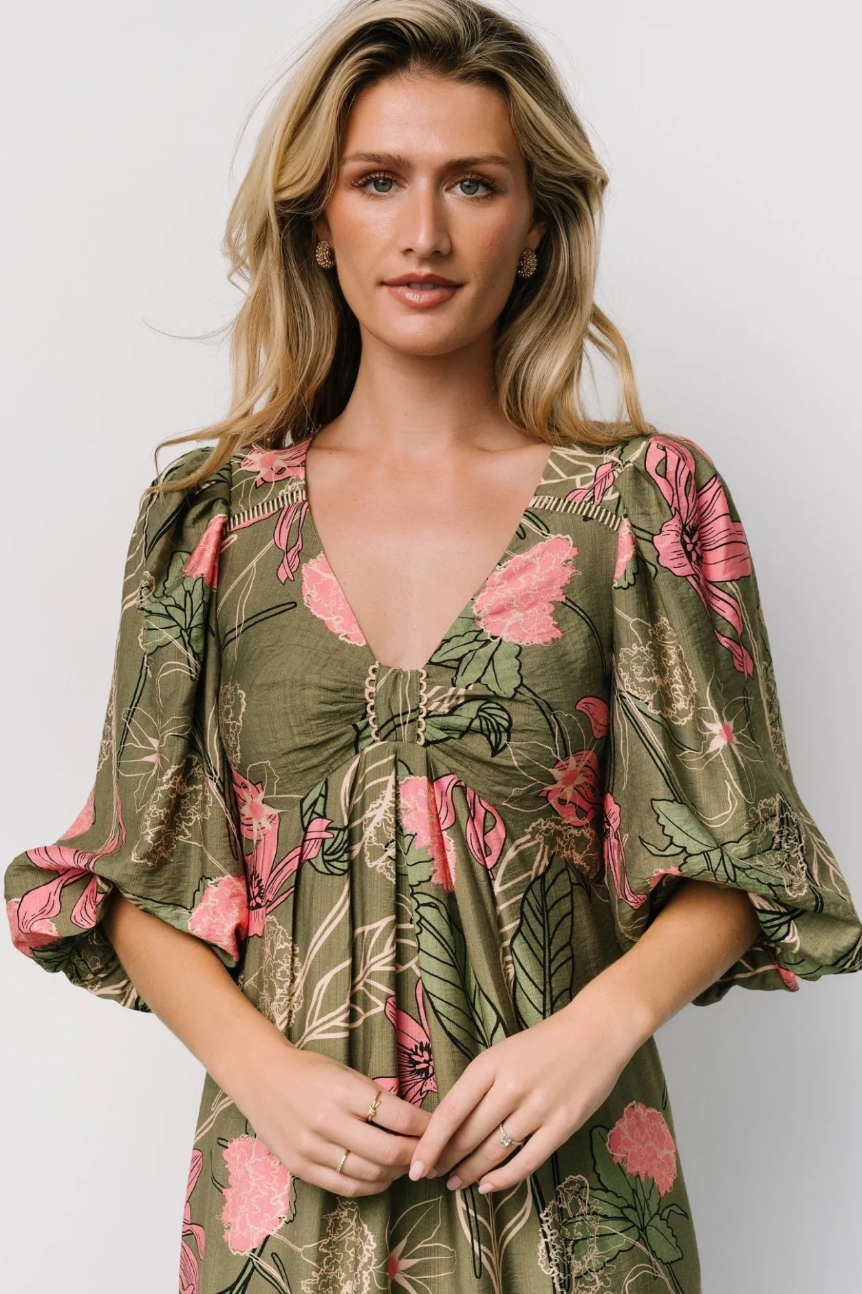 Clearance Baltic Born Lonna Dress | Olive + Fuschia Floral Olive+FuschiaFloral