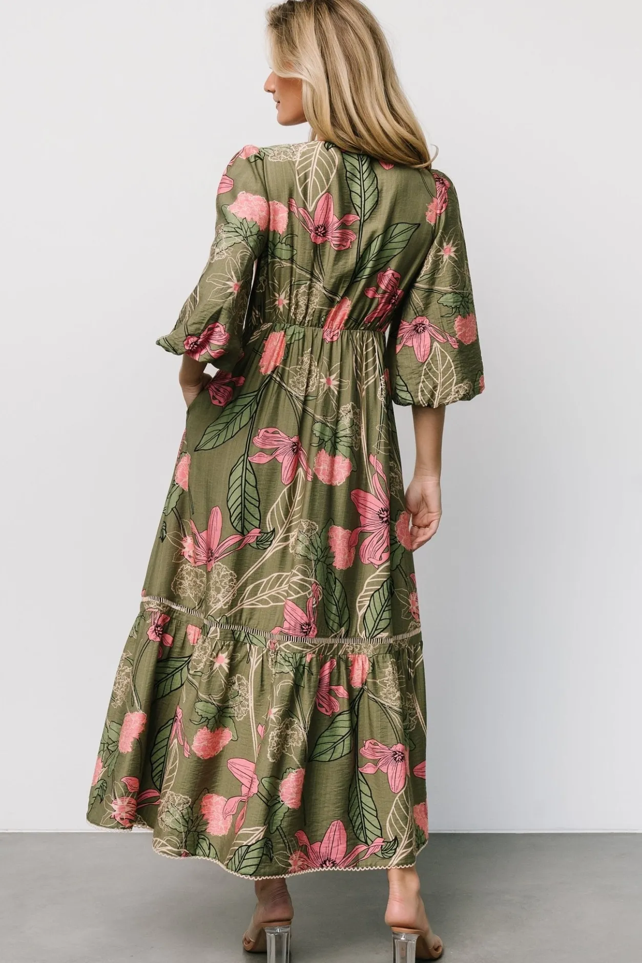 Clearance Baltic Born Lonna Dress | Olive + Fuschia Floral Olive+FuschiaFloral