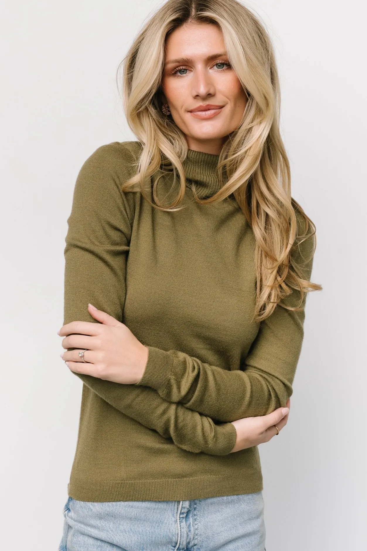 New Baltic Born Lorelai Turtleneck Sweater Top | Olive