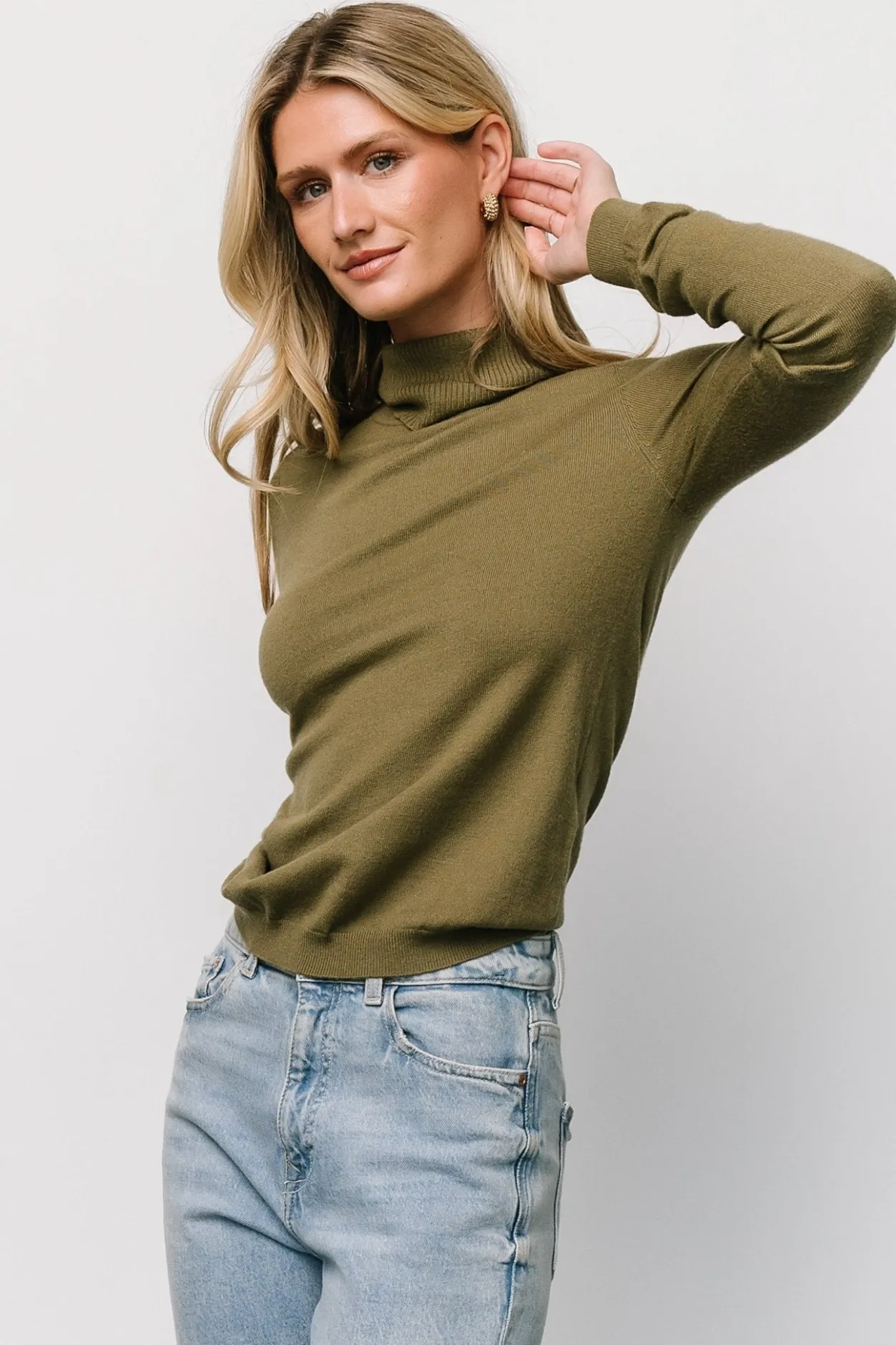 New Baltic Born Lorelai Turtleneck Sweater Top | Olive