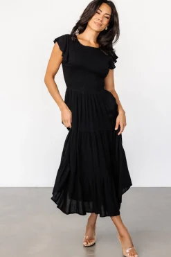 Fashion Baltic Born Loretta Smocked Midi Dress | Black