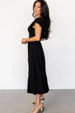 Fashion Baltic Born Loretta Smocked Midi Dress | Black