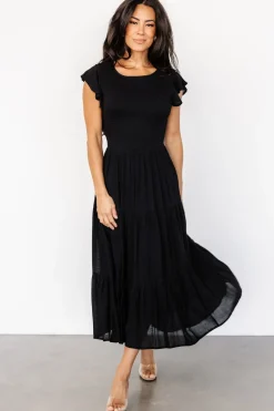 Fashion Baltic Born Loretta Smocked Midi Dress | Black