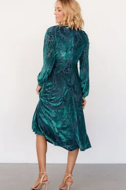 Discount Baltic Born Lorielle Velvet Midi Dress | Emerald Print EmeraldPrint