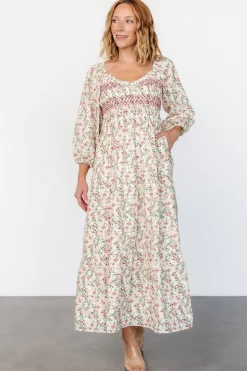 Sale Baltic Born Louisa Smocked Maxi Dress | Cream Floral CreamFloral