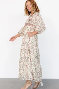 Sale Baltic Born Louisa Smocked Maxi Dress | Cream Floral CreamFloral