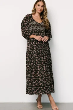 Clearance Baltic Born Louisa Smocked Maxi Dress | Black Floral BlackFloral