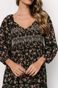 Clearance Baltic Born Louisa Smocked Maxi Dress | Black Floral BlackFloral